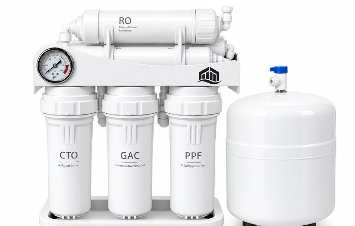 5-stage tank reverse osmosis system with storage tank